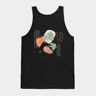 Abstract shapes lines stars and tropical leaves digital design illustration Tank Top